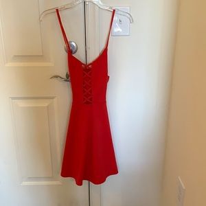Red crisscross front mini dress